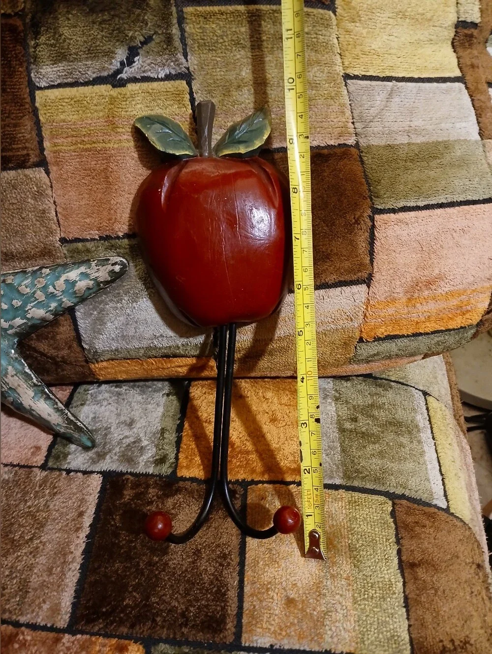 Rustic Red Apple Wall Hook - Decorative Star Hook